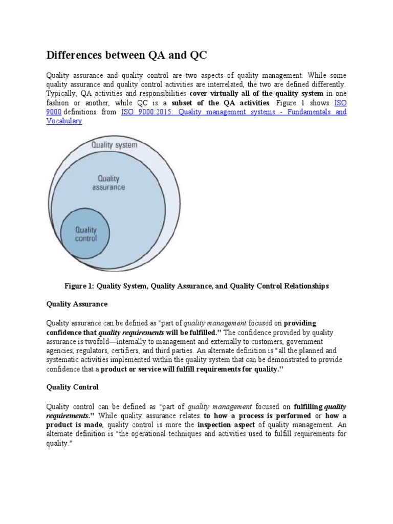 Differences Between QA and QC | PDF | Iso 9000 | Quality Assurance