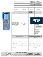 Hoja de Vida Megohmetro Mi3121
