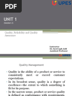 Unit 1: Quality, Reliability and Quality Assurance