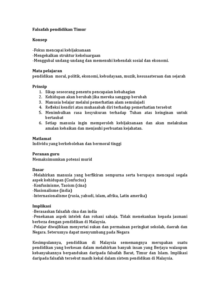 Falsafah Pendidikan Timur-Alzubair  PDF