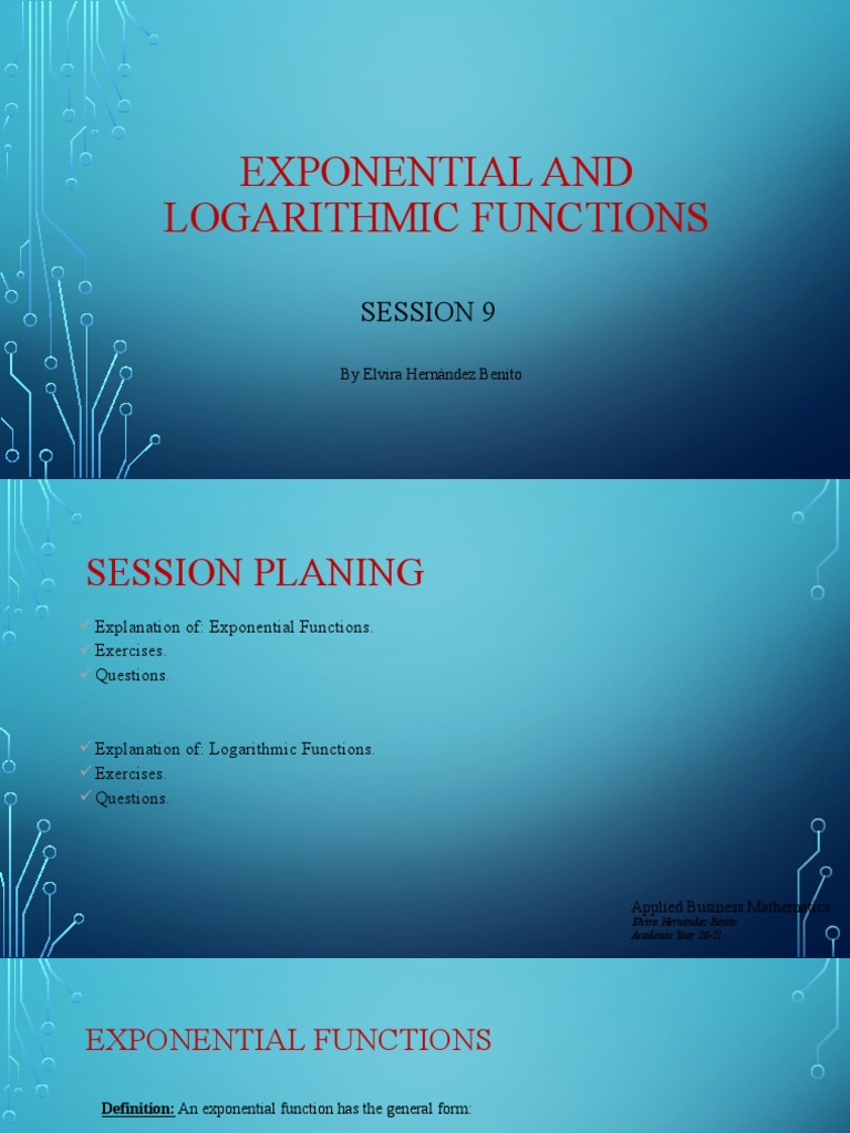 Exponential and Logarithmic Functions (Session 9) PDF Logarithm