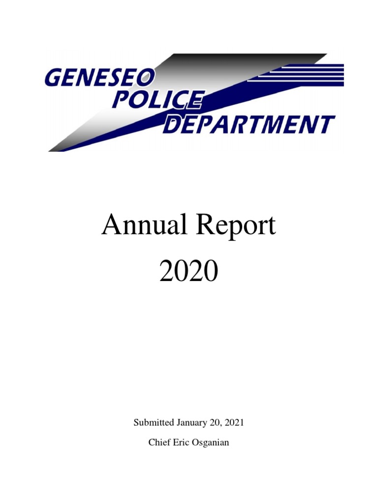 Geneseo Police Department 2020 Annual Report PDF Naloxone Traffic