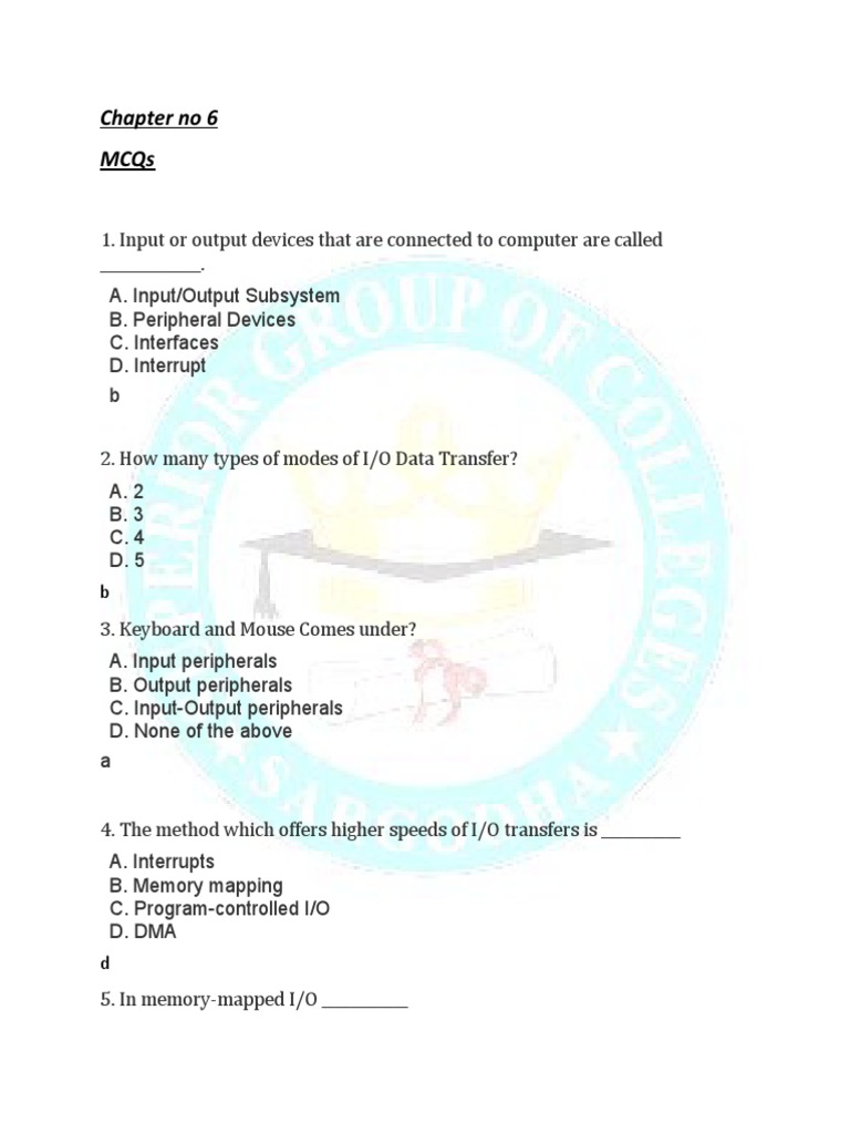 Chapter No 6 Mcqs PDF Input/Output Programmable Logic Controller