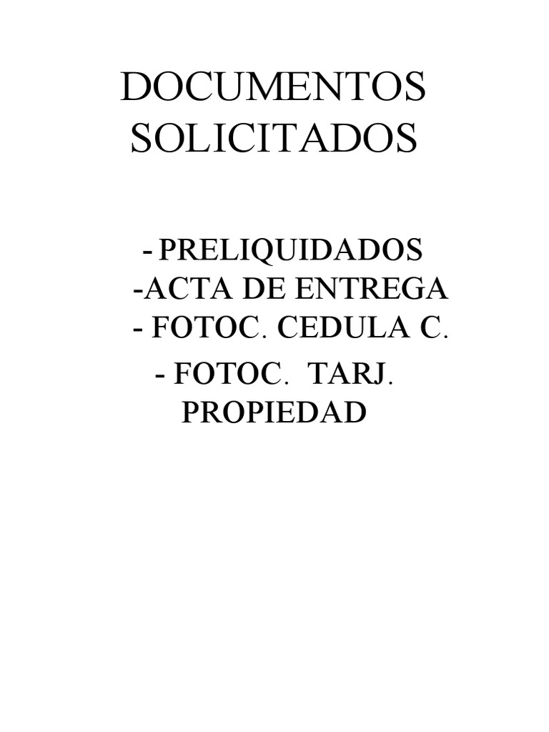 Documentos Solicitados | PDF