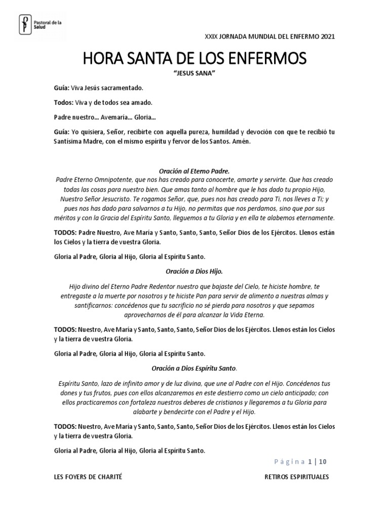 Oración por los enfermos en la Jornada Mundial del Enfermo 2021 | PDF ...