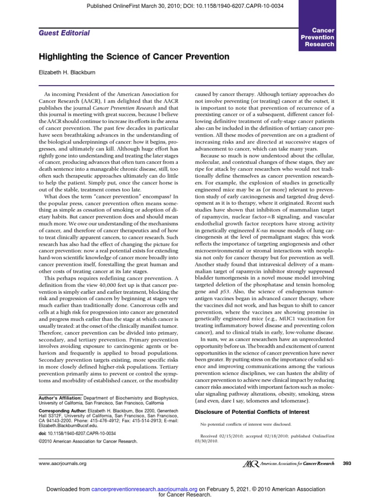 Science of CA Prevention | PDF | Carcinogenesis | Cancer