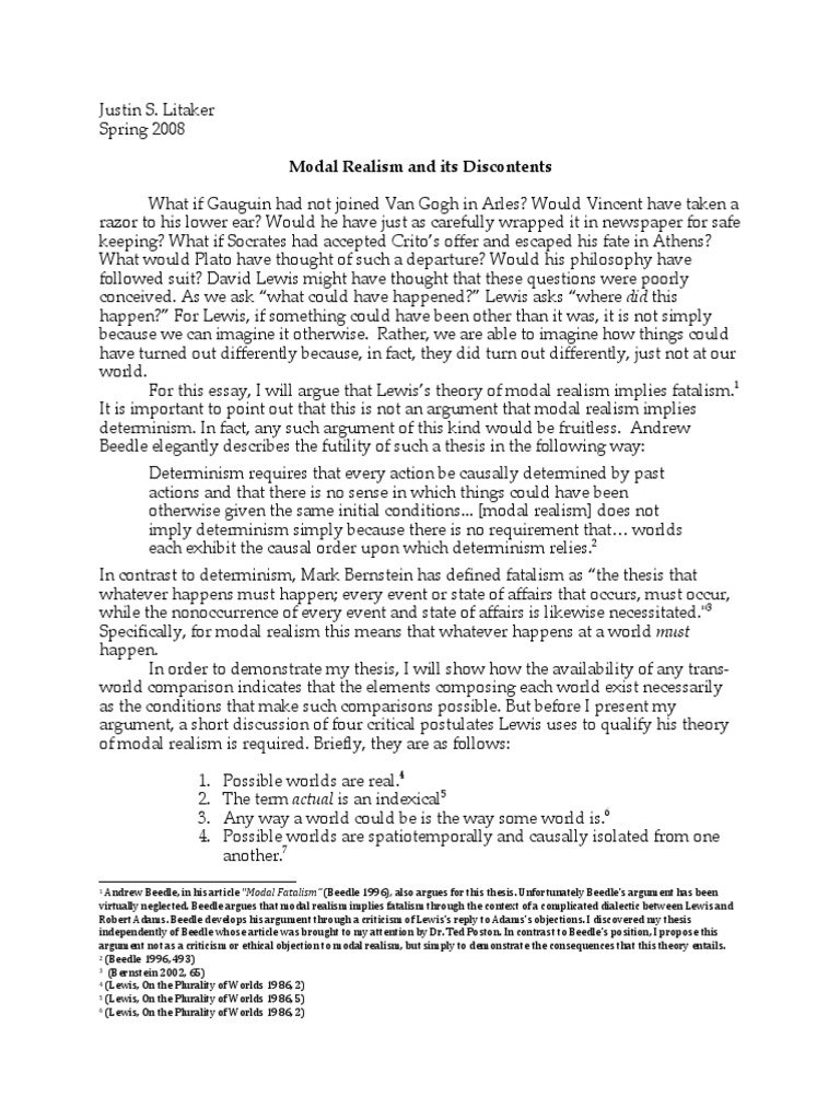 Modal Realism and Its Discontents | PDF | Modal Logic | Causality