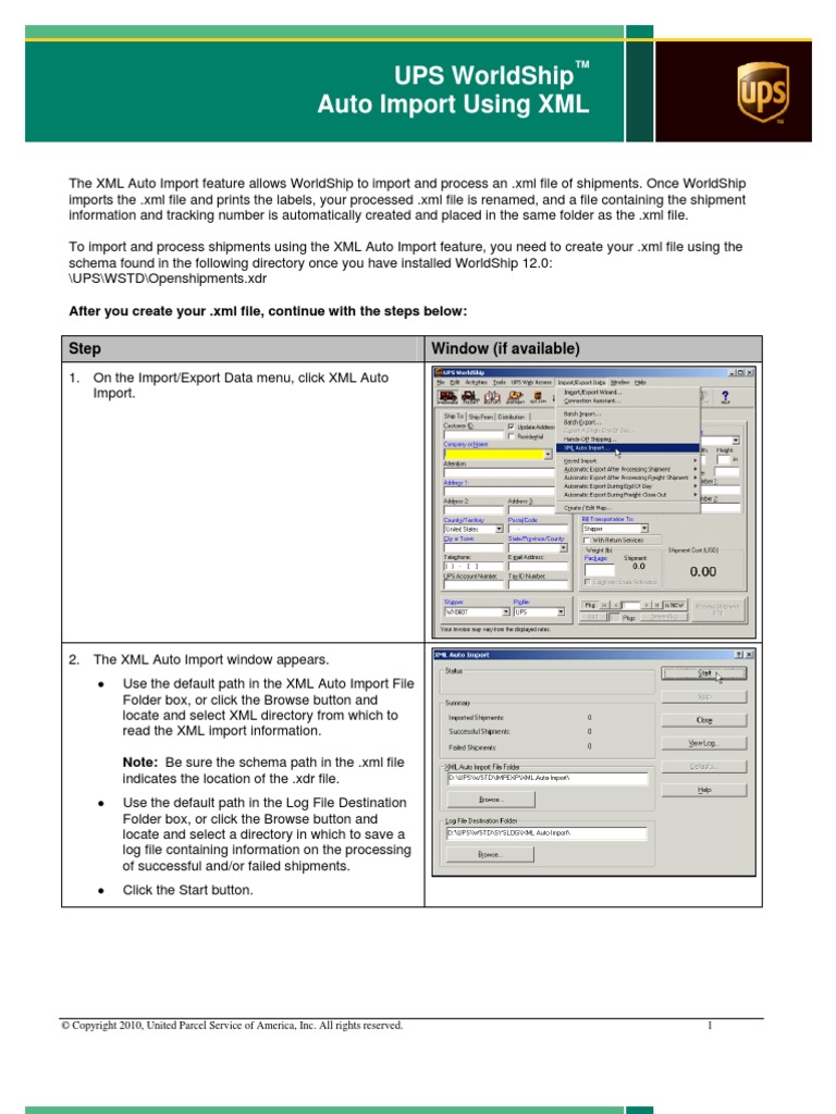 UPS XML Auto Import XML Technical Support Guide Final PDF Xml Computer File
