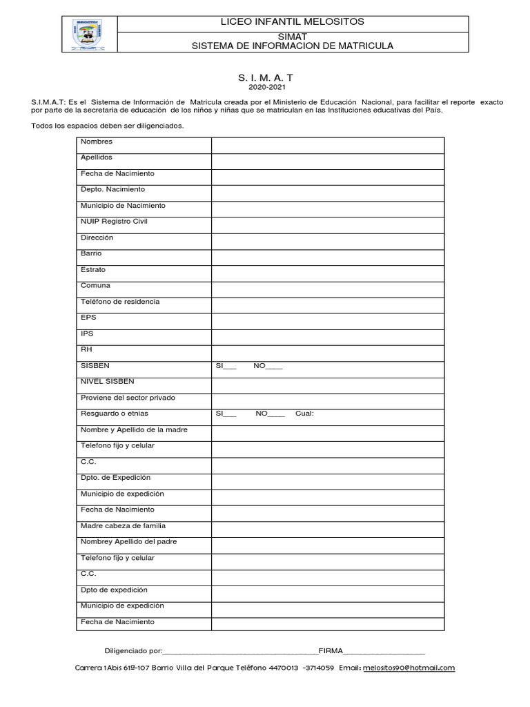 Formato Simat 2020-2021 | PDF