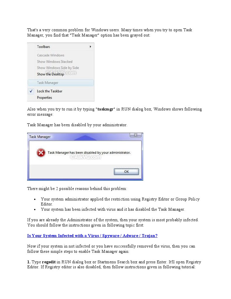 Enable Grayed-Out Task Manager in Windows | PDF