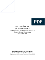 Apuntes Matematicas Lade (Algebra Lineal) Curso 2005-2006