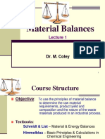 Lecture 1 - Material Balances