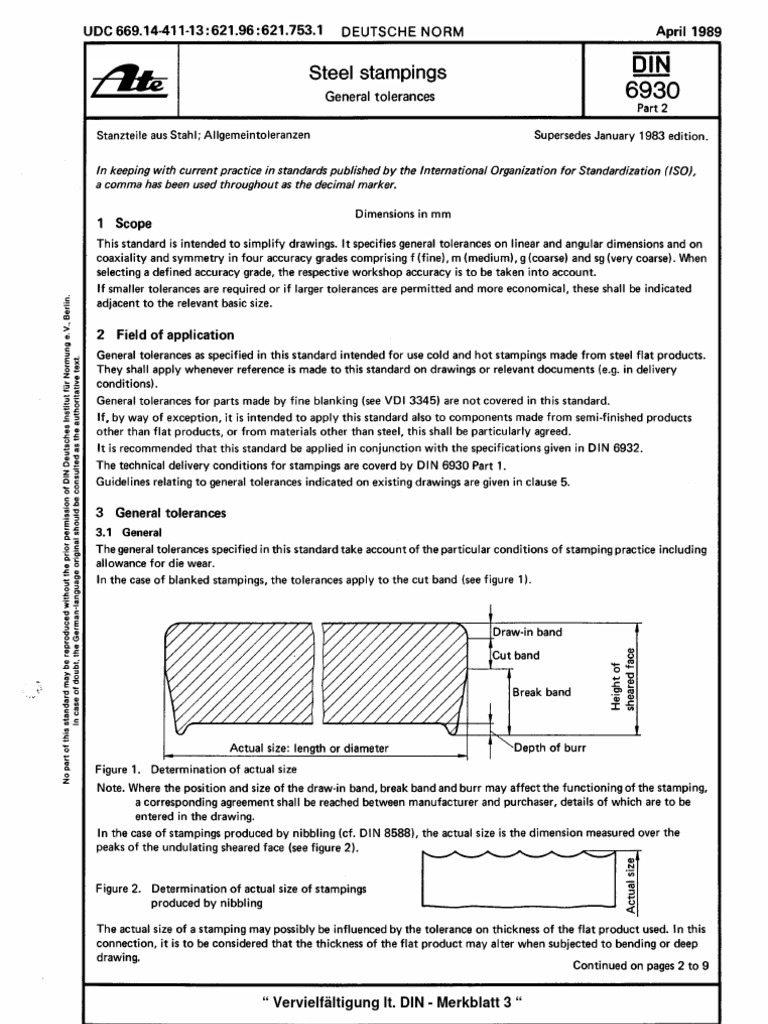 Din 6930 m tolerance