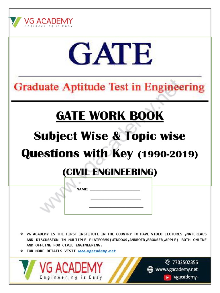 Gate work book subject wise topic wise questions with key 1990 2019