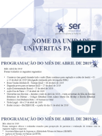 RELATÓRIO ABRIL 2019 UNIVERITAS PALMAS