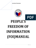 People'S Freedom of Information (Foi) Manual: Draft As of November 2016