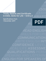 ESOL Skills For Life Specifications - Entry 2