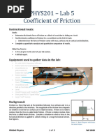 PHYS201 - Lab 5 Coefficient of Friction: Instructional Goals