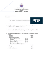 Department of Education: School Memorandum