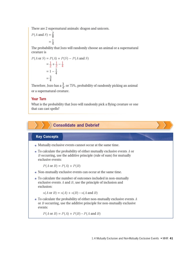 Probability of Mutually Exclusive Events | PDF | Teaching Mathematics