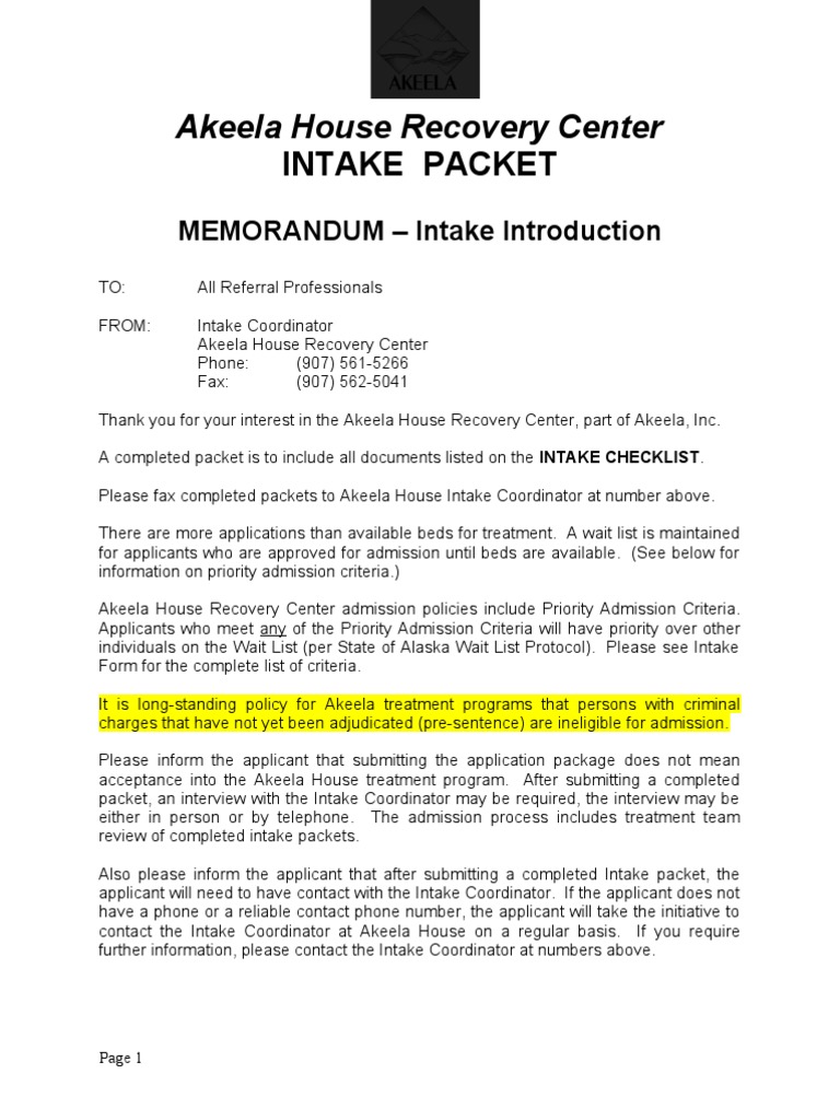 Akeela House Intake Packet R | PDF | Confidentiality | Health Insurance ...