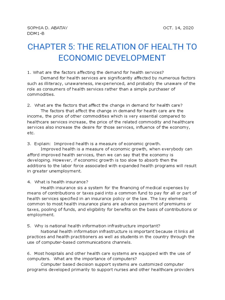 Relation of Health To Economic Development | PDF | Health Care ...