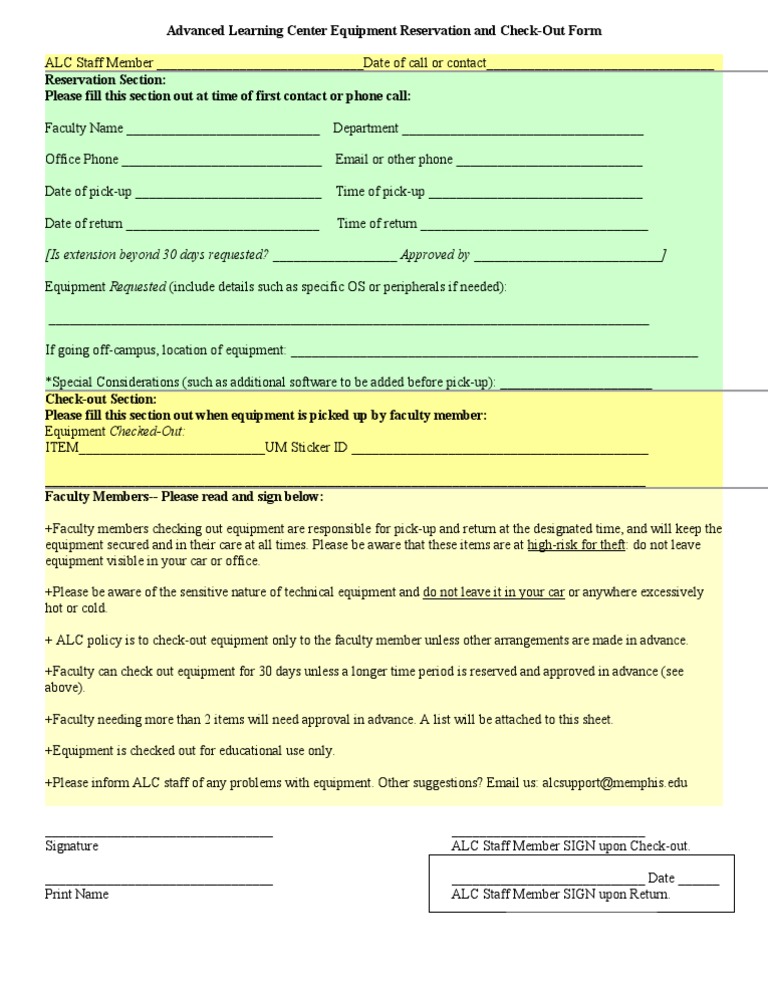 Equipment Check-Out Form for Faculty | PDF | Computing | Computing And ...