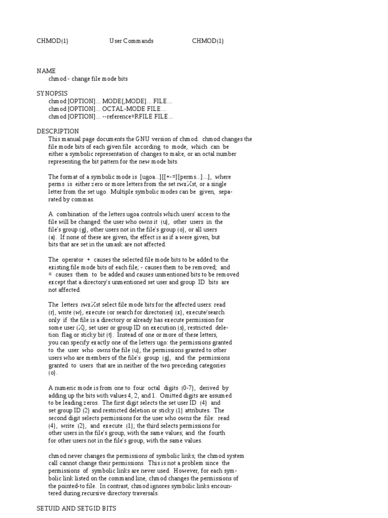Chmod Manual Unix Digital Technology