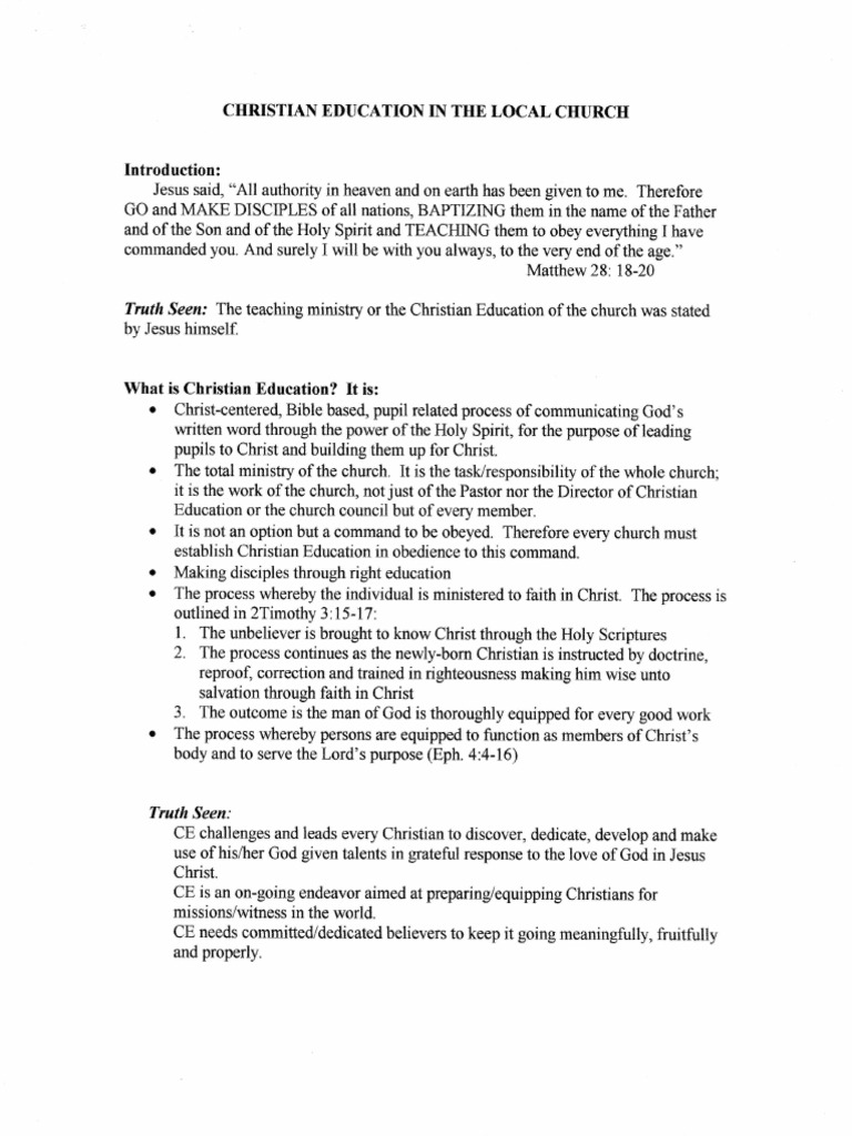 Christian Education in the Local Church | PDF | Christian Church ...