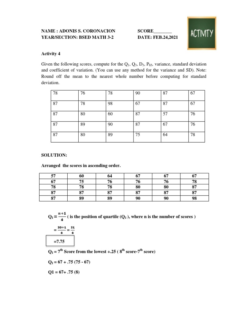 Statistical Analysis of Test Scores | PDF | Coefficient Of Variation ...