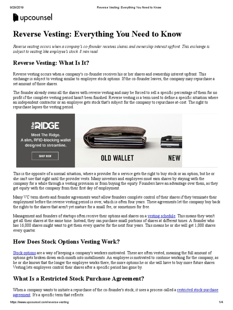 Reverse Vesting - Everything You Need To Know | PDF | Vesting | Stocks