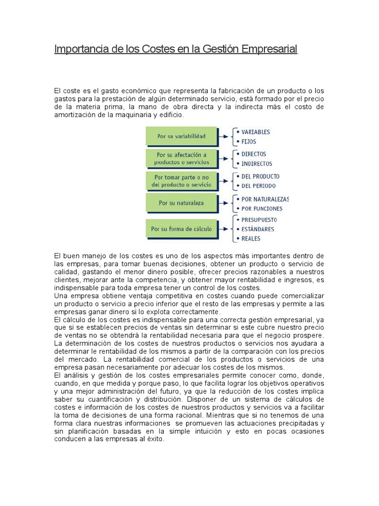 Importancia de Los Costes en La Gestión Empresarial | PDF | Empresas ...