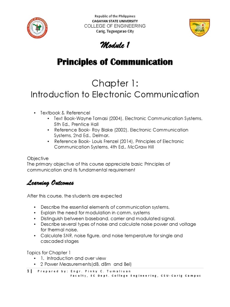 Principles of Communication Workbook p1 | PDF | Decibel | Modulation