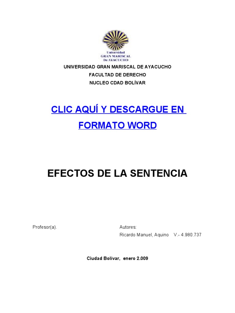 Efectos de la Sentencia Judicial | PDF | Res Judicata | Separación de ...