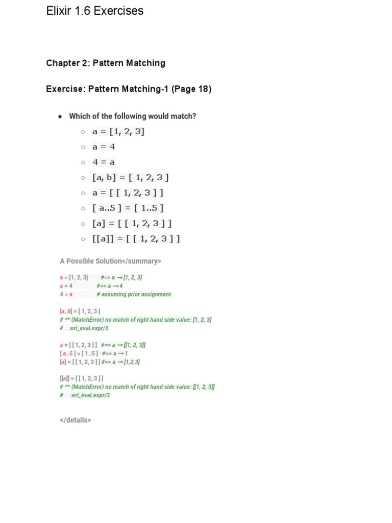 Chapter 2: Pattern Matching Exercise: Pattern Matching-1 (Page 18 ...