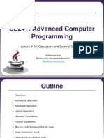 SE241: Advanced Computer Programming: Lecture # 04: Operators and Control Statements