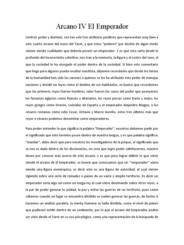 Significado del Arcano IV: El Emperador | PDF | Sicología | Sexo