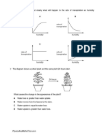 Transport in Plants (Multiple Choice) QP