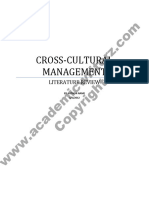 Cross Cultural Management Literature Review Assignment