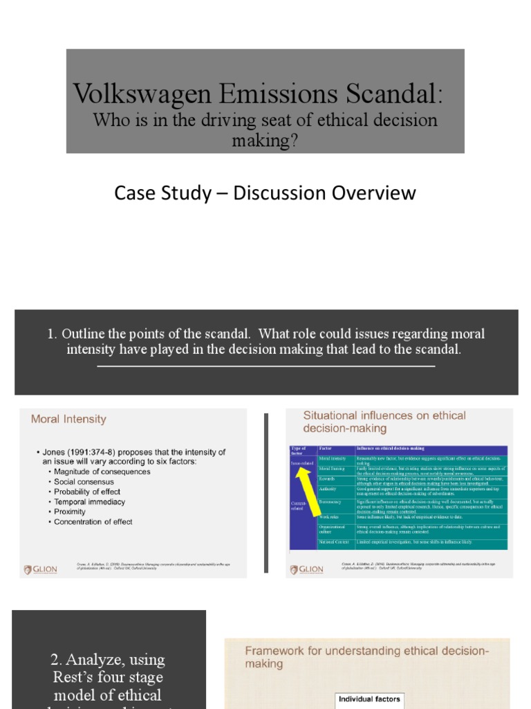 Volkswagen Emissions Scandal Case Study Discussion Overview | Download ...