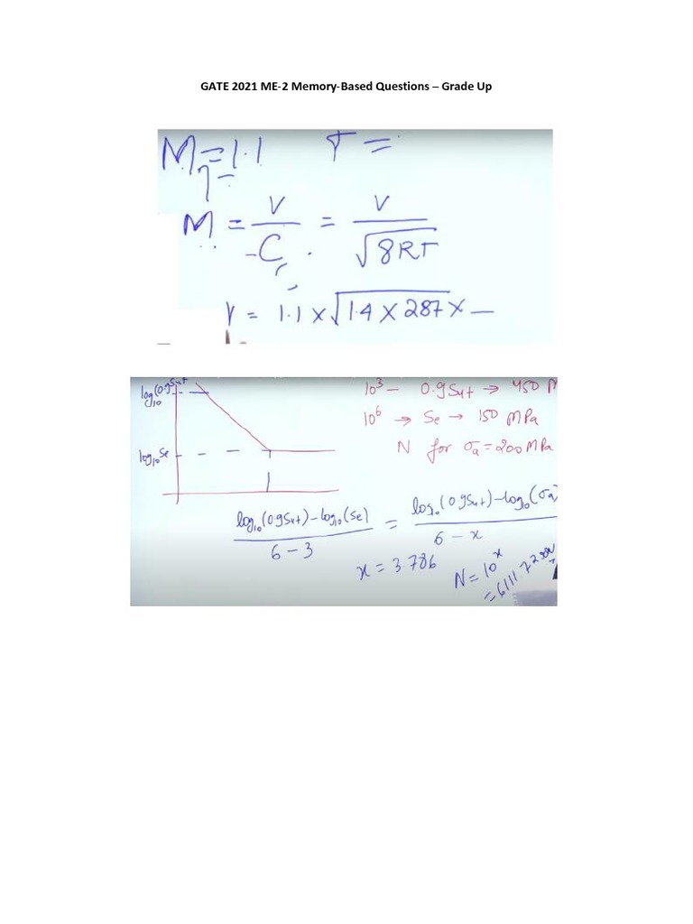 GATE 2021 ME-2 Memory-Based Questions - Grade Up | PDF