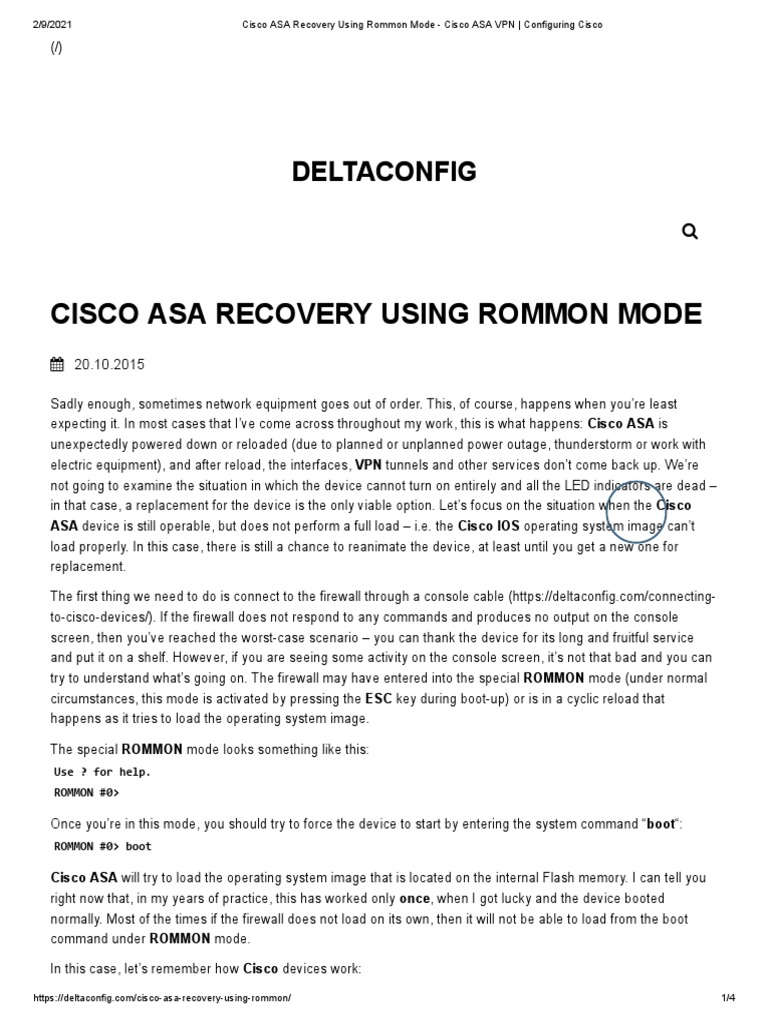 Cisco ASA Recovery Using Rommon Mode PDF Booting Protocols