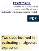 ALGEBRAIC EXPRESSION