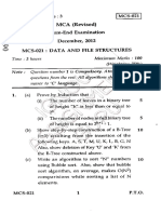 MCA (Revised) Term End Examination 71. December, 2012 Mcs-021: Data and File Structures