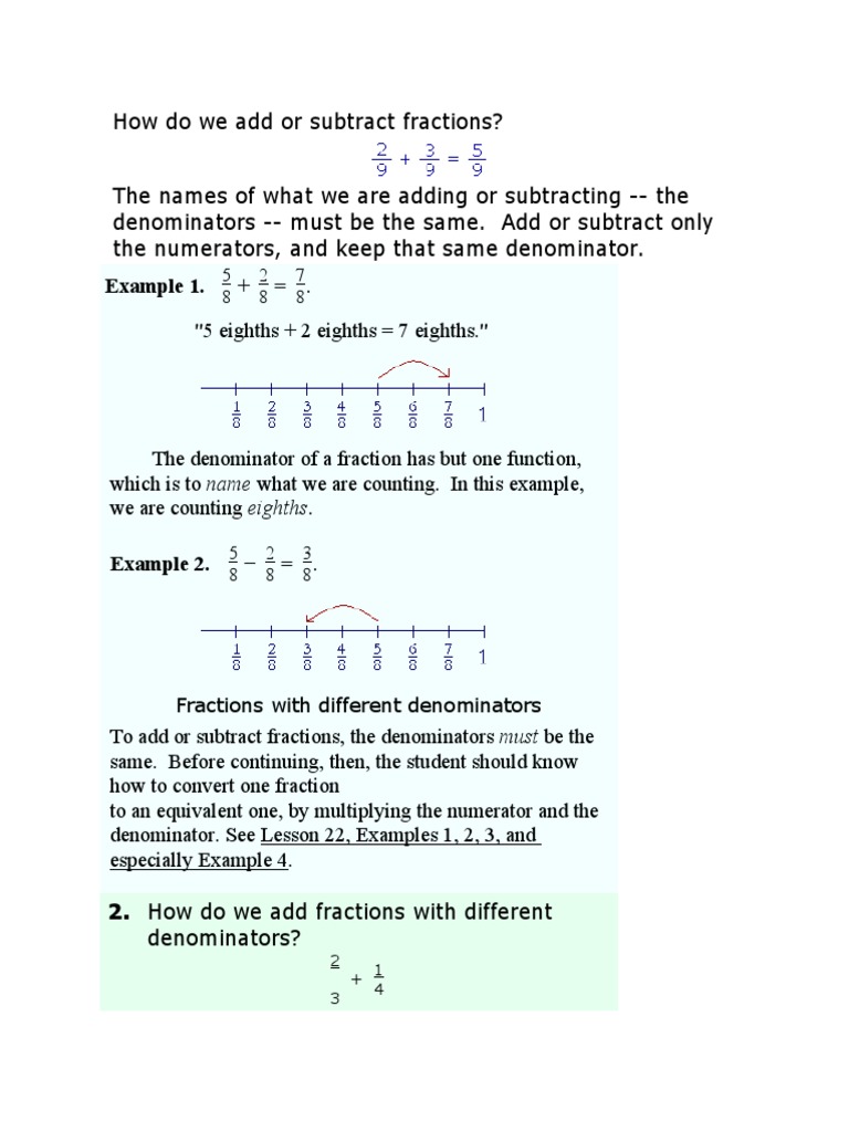 How Do We Add or Subtract Fractions | PDF | Mathematical Notation ...
