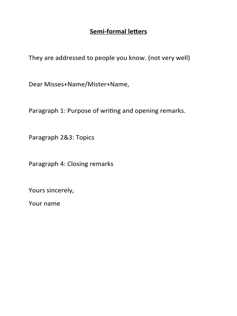 Semi Formal Writing How To Write A Semi Formal General Letter | All