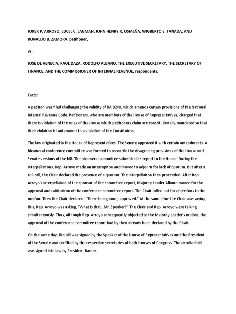 Arroyo Vs de Venecia PDF United States House Of Representatives