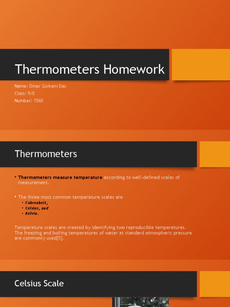 Thermometers Homework Name Omer Gorkem Das Class 9/E Number 1560 PDF Celsius Temperature