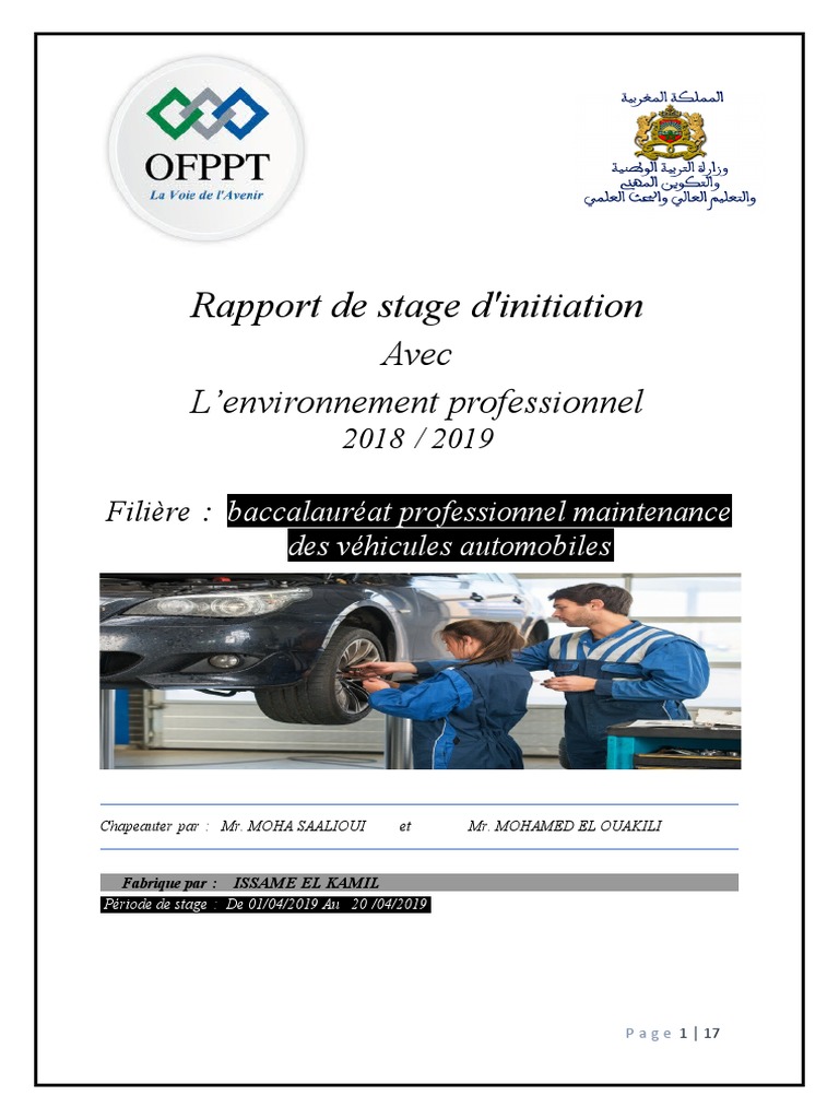 Rapport De Stage Mecanique Automobile Dans Un Garage Pdf MRapport de Stage D'initiation | PDF | Courroie | Technologie des véhicules