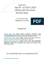 Summary PMK No 56 TH 2014 TTG Klasifikasi Dan Perizinan Rumah Sakit